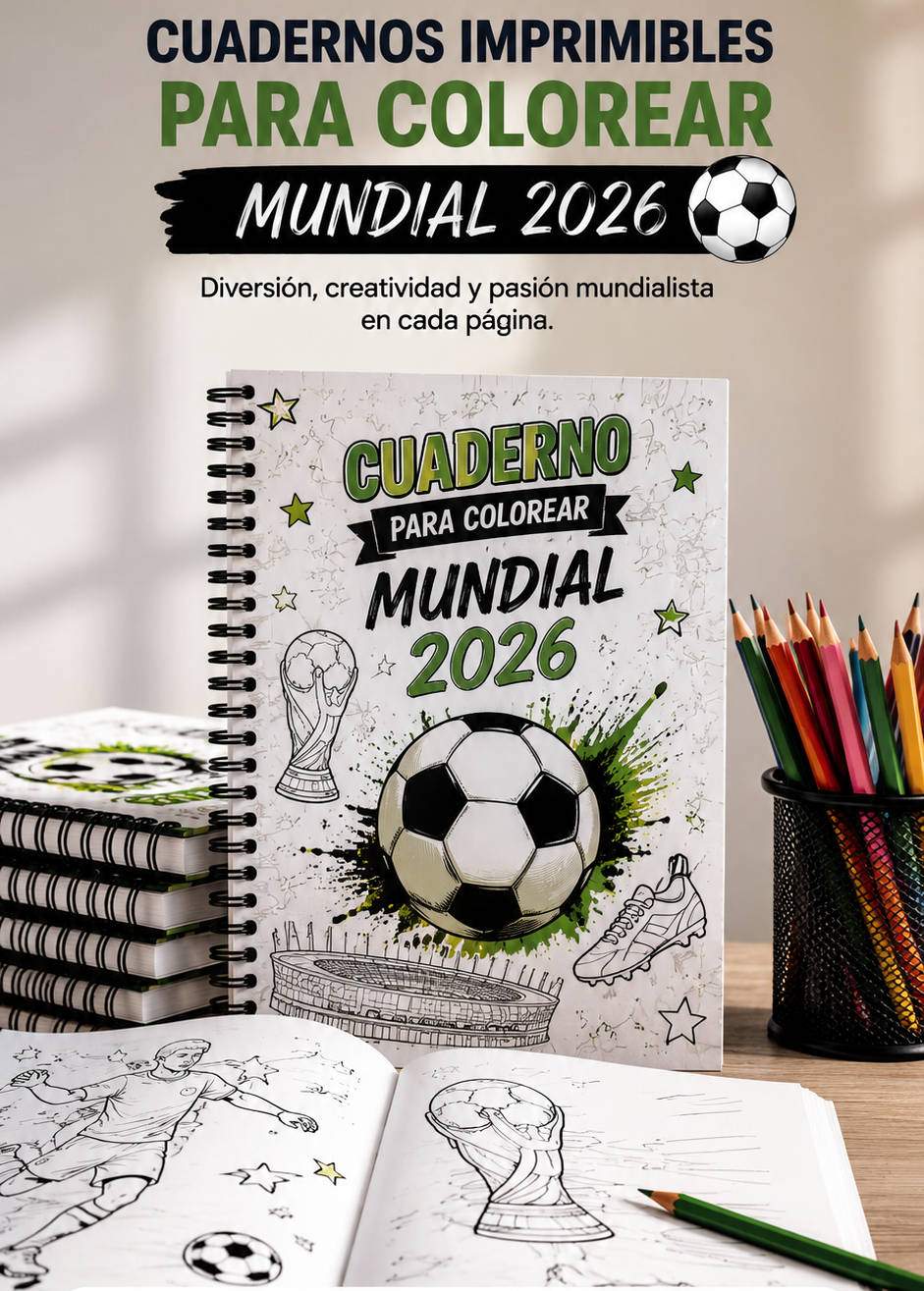 Pack de Cuadernos Para Colorear Mundial 2026 IMPRIMIBLES